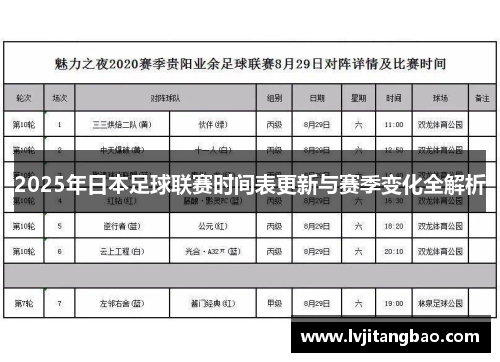 2025年日本足球联赛时间表更新与赛季变化全解析