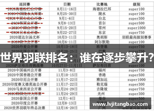 世界羽联排名：谁在逐步攀升？